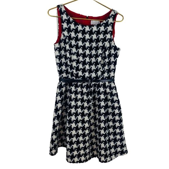 Jessica Simpson Houndstooth A-Line Dress Black and White Check - Picture 1 of 12